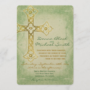 Crossed Corner Religious Wedding Invitations