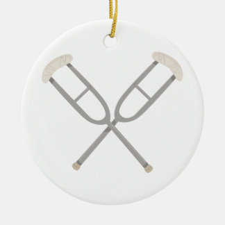 Crossed Crutches Ceramic Tree Decoration