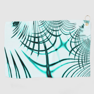 Crossed cyan aqua curved lines on light background golf towel