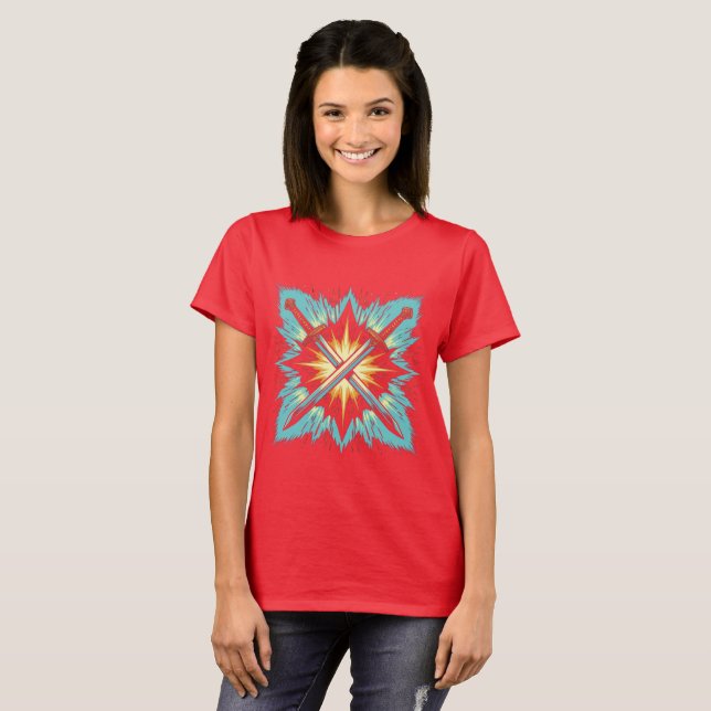 Crossed Fantasy Arrows with Glowing Energy – Dynam T-Shirt (Front Full)