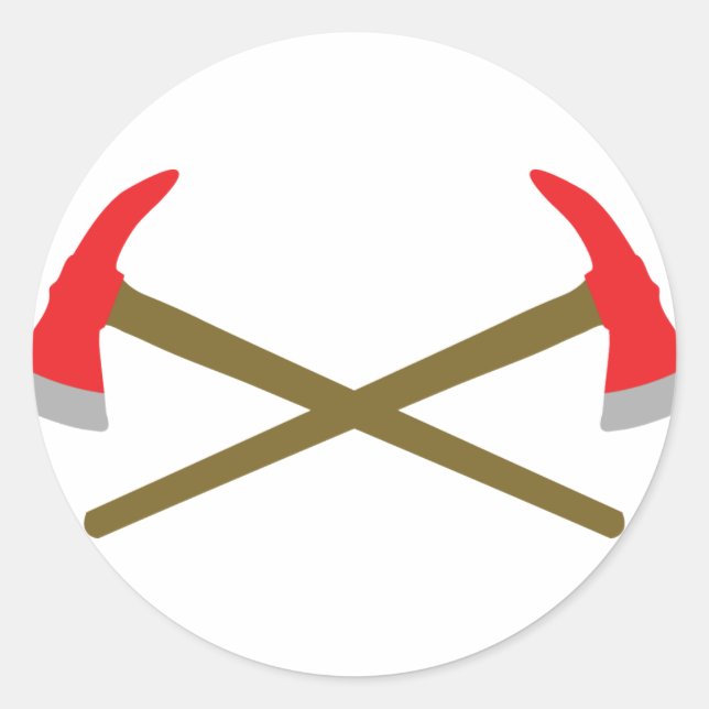 crossed firefighter axe classic round sticker (Front)