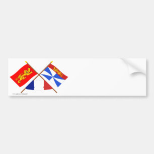 Crossed flags of Aquitaine and Gironde Bumper Sticker