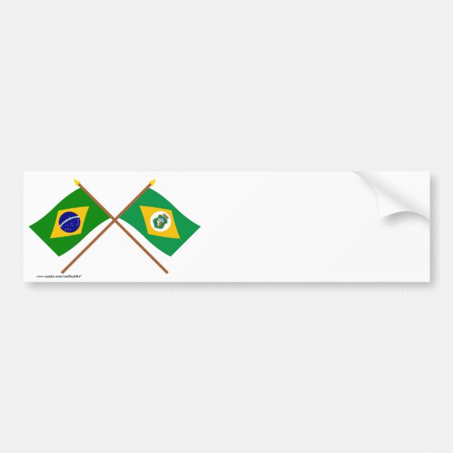 Crossed Flags of Brazil and Ceará Bumper Sticker (Front)