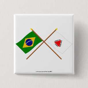 Crossed Flags of Brazil and Minas Gerais 15 Cm Square Badge