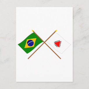 Crossed Flags of Brazil and Minas Gerais Postcard