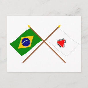 Crossed Flags of Brazil and Minas Gerais Postcard