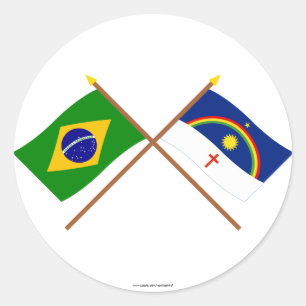 Crossed Flags of Brazil and Pernambuco Classic Round Sticker