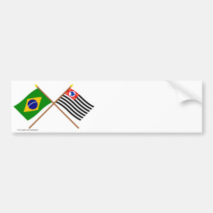 Crossed Flags of Brazil and São Paulo Bumper Sticker