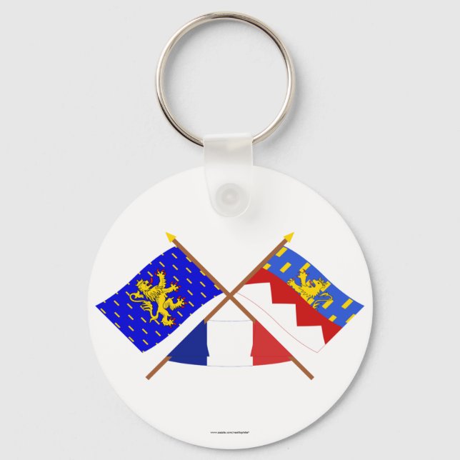 Crossed flags of Franche-Comté and Jura Key Ring (Front)