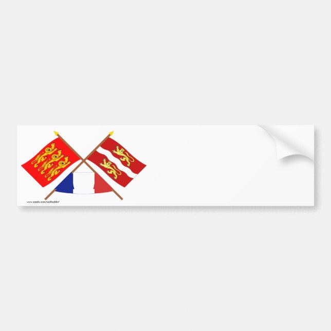 Crossed flags of Haute-Normandie & Seine-Maritime Bumper Sticker (Front)