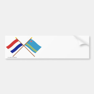 Crossed flags of Holland and Aruba Bumper Sticker