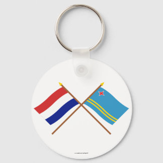 Crossed flags of Holland and Aruba Key Ring