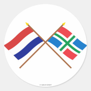 Crossed flags of Holland and Groningen Classic Round Sticker
