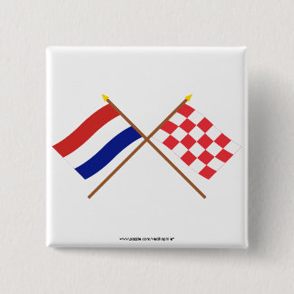 Crossed flags of Holland and Noord-Brabant 15 Cm Square Badge