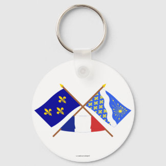 Crossed flags of Île-de-France and Essonne Key Ring