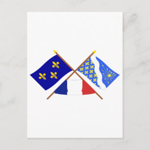 Crossed flags of Île-de-France and Essonne Postcard