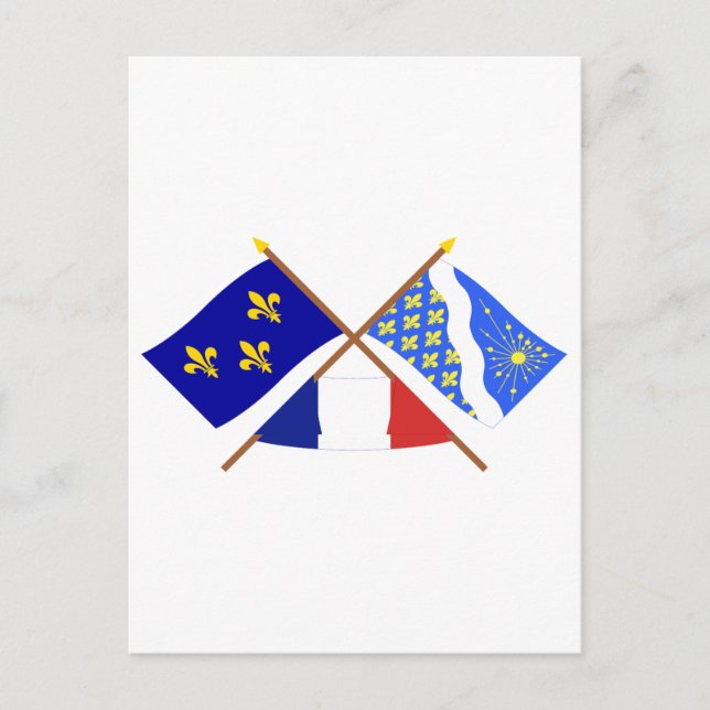 Crossed flags of Île-de-France and Essonne Postcard (Front)