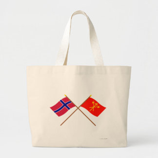 Crossed flags of Norway and Sør-Trøndelag Large Tote Bag
