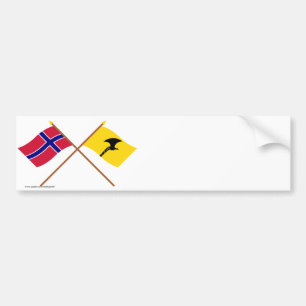 Crossed flags of Norway and Telemark Bumper Sticker