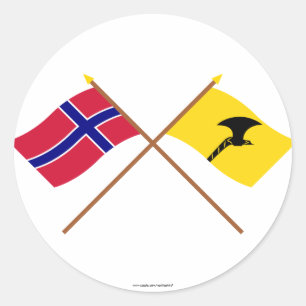Crossed flags of Norway and Telemark Classic Round Sticker
