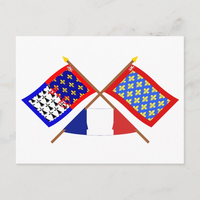 Crossed flags of Pays-de-la-Loire and Sarthe Postcard (Front)