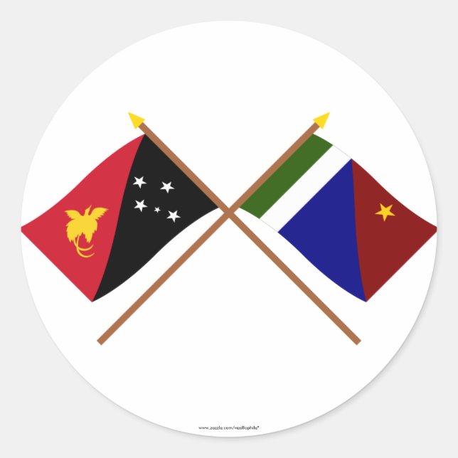 Crossed flags of PNG and Milne Bay Province Classic Round Sticker (Front)
