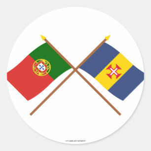 Crossed Flags of Portugal and Madeira Classic Round Sticker