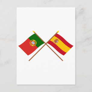 Crossed Flags of Portugal and Spain Postcard