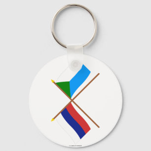 Crossed flags of Russia and Khabarovsk Krai Key Ring