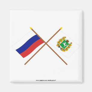 Crossed flags of Russia and Tomsk Oblast Magnet