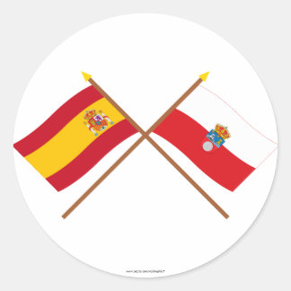 Crossed flags of Spain and Cantabria Classic Round Sticker