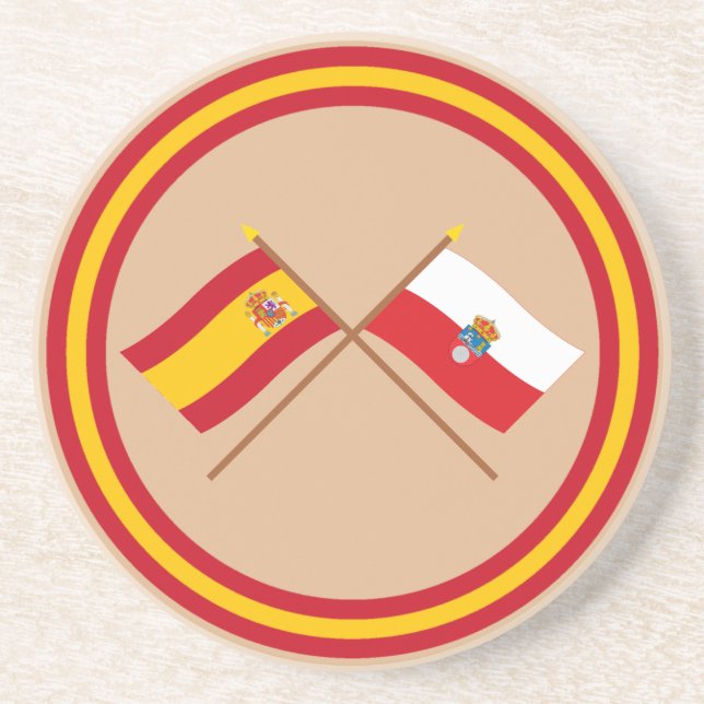 Crossed flags of Spain and Cantabria Coaster (Front)
