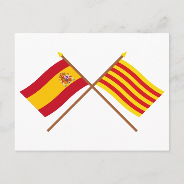 Crossed flags of Spain and Cataluña Postcard (Front)
