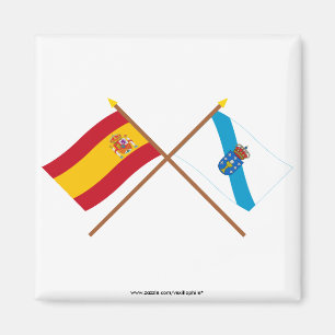 Crossed flags of Spain and Galicia Magnet