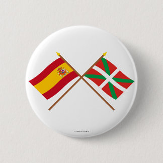 Crossed flags of Spain and País Vasco (Euskadi) 6 Cm Round Badge