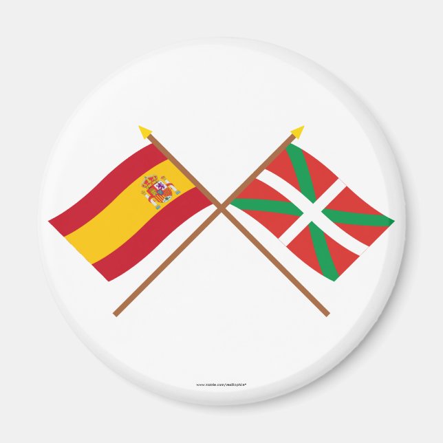 Crossed flags of Spain and País Vasco (Euskadi) Magnet (Front)