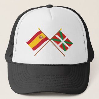 Crossed flags of Spain and País Vasco (Euskadi) Trucker Hat