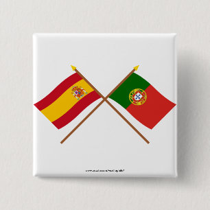Crossed Flags of Spain and Portugal 15 Cm Square Badge
