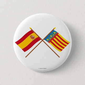 Crossed flags of Spain and Valencia 6 Cm Round Badge
