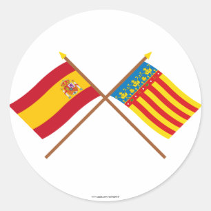 Crossed flags of Spain and Valencia Classic Round Sticker