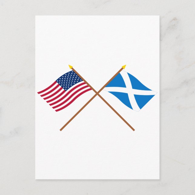Crossed Flags of the USA and Scotland (Cross) Postcard (Front)
