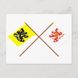 Crossed Flanders and Limburg Flags Postcard