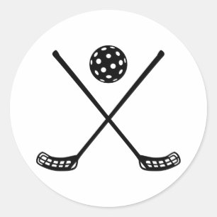 Crossed floorball sticks classic round sticker