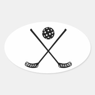 Crossed floorball sticks oval sticker