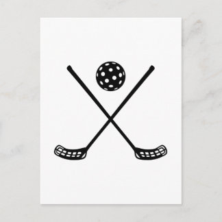 Crossed floorball sticks postcard