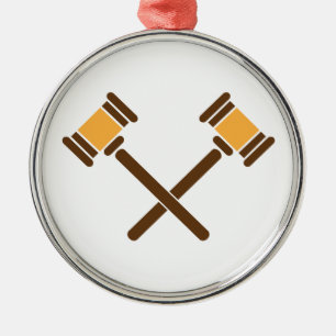 Crossed Gavels Metal Tree Decoration