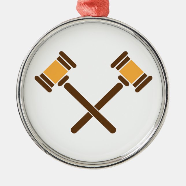 Crossed Gavels Metal Tree Decoration (Front)