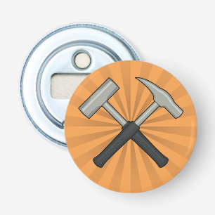 Crossed Geology Hammers with Sunburst Bottle Opener