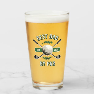 Crossed Golf Clubs & Ball Best Dad By Par Glass