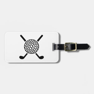 Crossed golf clubs ball luggage tag